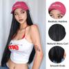 ALAN EATON Long Black Synthetic Wigs with Baseball Hat Removable Silk Straight Wig for Women Smooth Natural Realistic Wig Heat Resistant