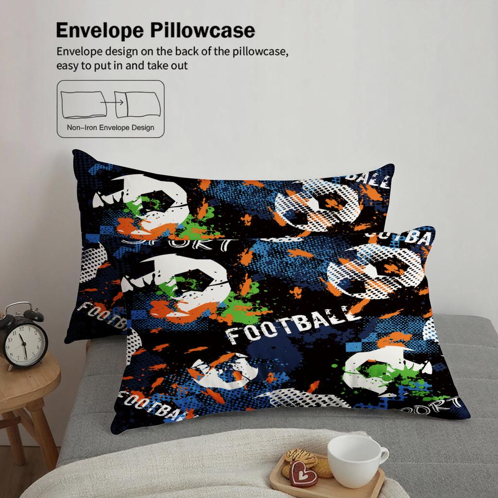 3pcs Bedding Set Cartoon Football 3D PrintED Brushed Comfortable Duvet Cover King Queen Twin Single Size Bithday Gift Room Decor