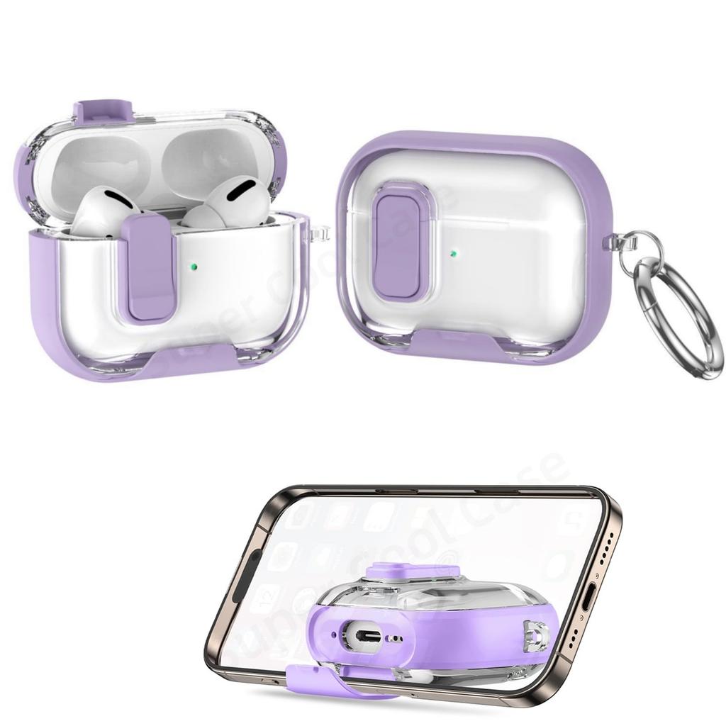 For AirPods Pro 3 Earphone Cases Safety Lock & Phone Stand Design for AirPods Pro 3 Full Drop Protective Cover for AirPods Pro 3