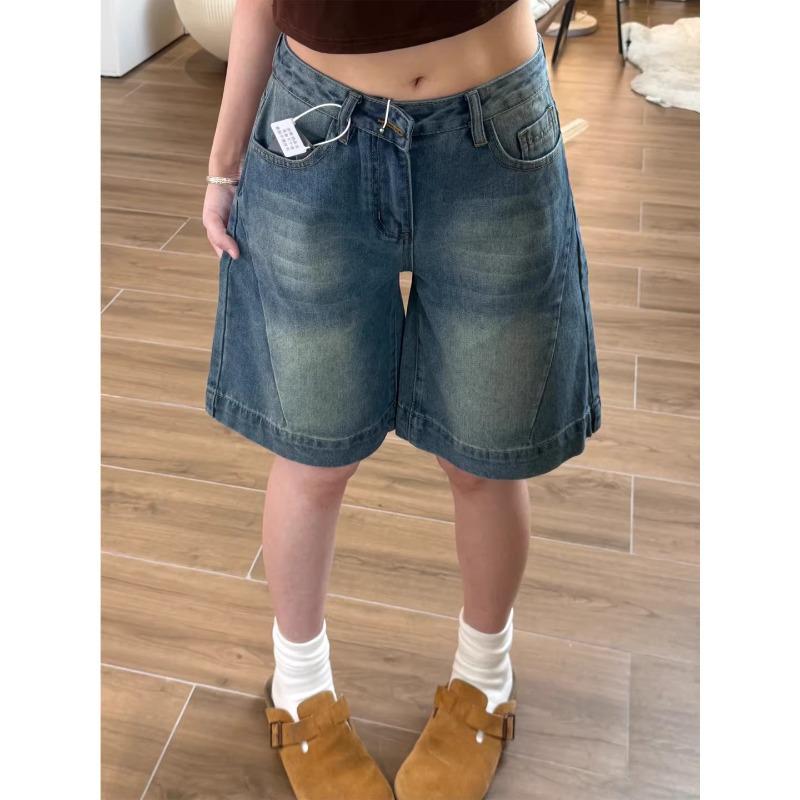 High-Waisted Wide-Leg Plus Size Denim Shorts: Slimming & Loose Fit for Petite, Hot Girl Style.