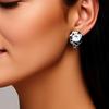 Black Awn Jewelry Black Jewelry White Stone Flower Hoop Earrings