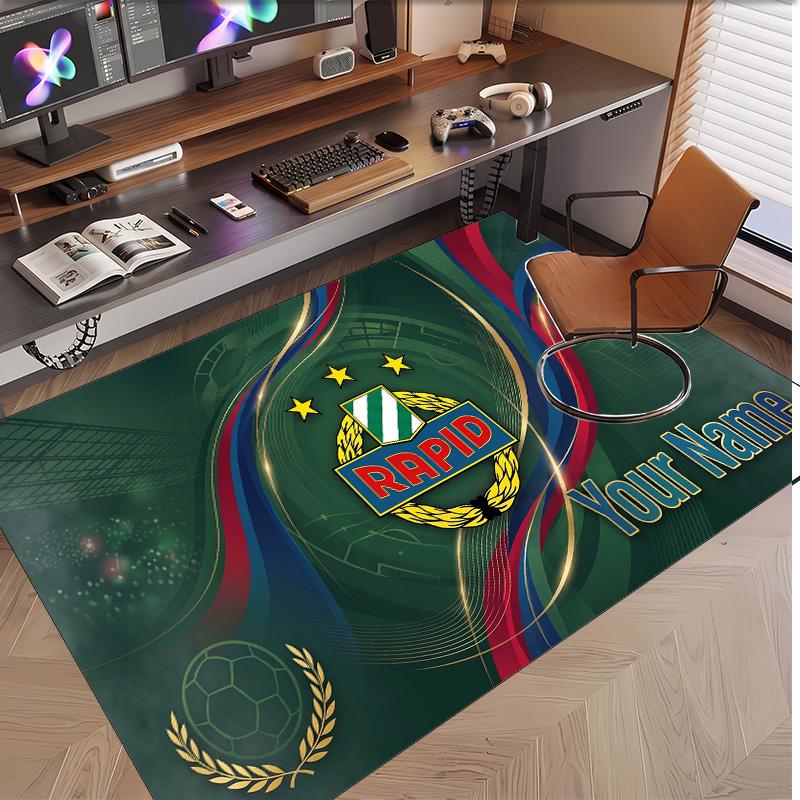 Personalized Crystal Velvet Carpet Rapid Wien FC Pattern Non Slip Floor Rug