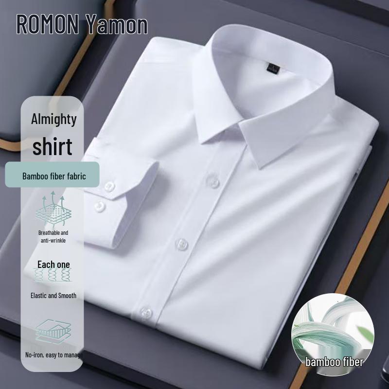 Romon Men s Bamboo Fiber Long Sleeve Stretch Business Shirt 2XL