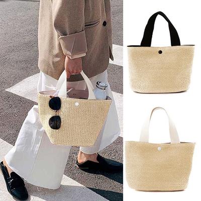 Beach Straw Shoulder Messenger Bag Women Bohemian Summer Woven Rattan Bucket Handbag Handmade Crossbody Bags For