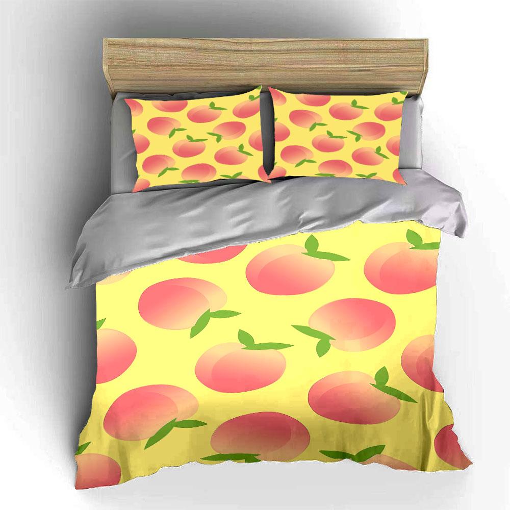 Peach Print Bedding Set Bedding Duvet Cover Set Duvet Cover Pillowcases (1 * Duvet Cover 2 * Pillowcases, without duvet insert)