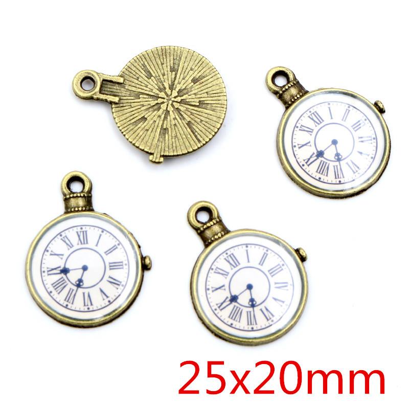 8 шт. Античное бронзовое посеребренное Ключ Часы Ручной работы Шармы Подвеска:Сделай сам для браслета ожерелья