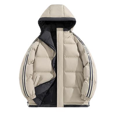 Giacca da Uomo in Cotone Invernale Nuova Bella Taglia Grande con Cappuccio Giacca in Cotone Ispessita Calda alla Moda Due Barre