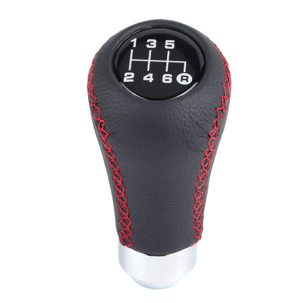 Gear Shift Shift Knob Qiilu Shift Universal Car Gear Shift Knob PU Shifter Stick 3 Hose Knob, 6-Speed - Knob, 6-Speed (Red)