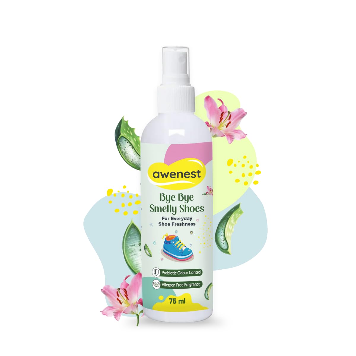 awenest Shoe Deodorizer & Refresher Spray | Odour & Smell Remover for Shoes, Sneakers & Smelly Socks | Probiotic Odour Control, Allergen-Free, Fres