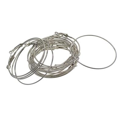 20 Pieces White K Plated Leverback Big Hoop Earring Findings DIY 50mm