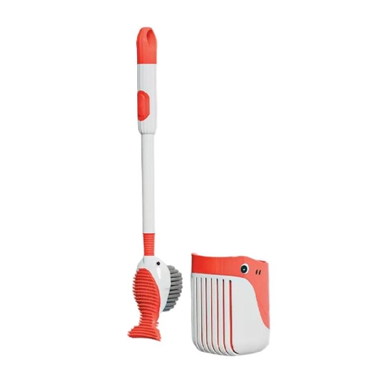 

Bathroom Toilet Brush and Holder Long Handle Cleaning Brush with Base Light Weight Toilet Cleaner Dispenser Liquid Brush червоний