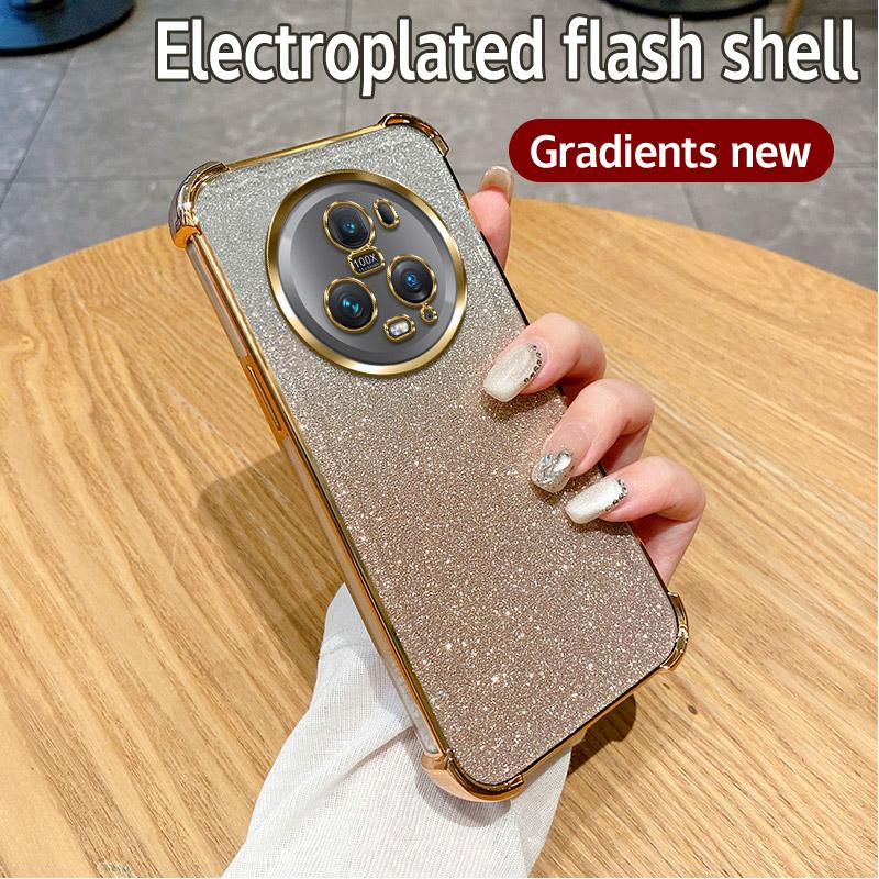 

Роскошный прозрачный противоударный чехол с блестками с гальваническим покрытием для Honor Magic 7 6 5 4 Lite 200 90 Smart 100 80 70 60 50 Pro 50SE Мягкая накладка Honor 200 Smart золотой