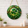 St. Patrick's Day Acrylic Suncatcher, Green Four Leaf Clover Window Hanging Ornament, Stained Glass Style Irish Lucky Sun Catcher Decor for Tree,