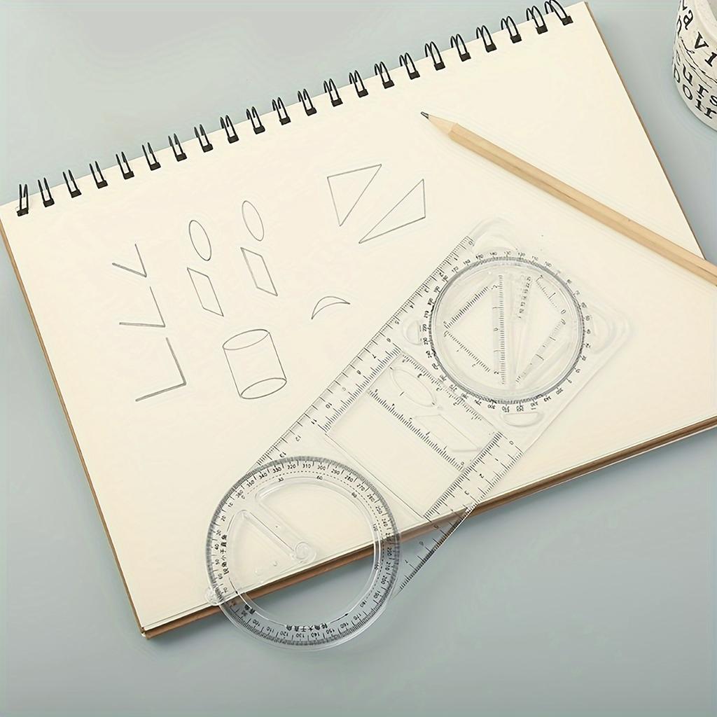 1pc Math Multi-functional Drawing Ruler, Geometric Ruler Function Ruler Triangular Ruler Protractor