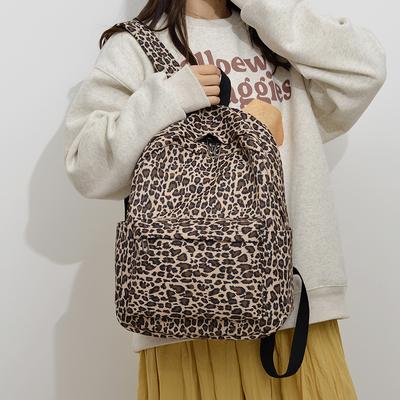 Women's Leopard Print Backpack Student School Bag College Style Outdoor Travel Backpack
