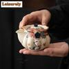 135ML Mineral Rocks Little Cat Hand Grab Teapot Ancient Tea Infuser Pot Tea Making Kettle With Ball Hole Tea Set Collection Gift