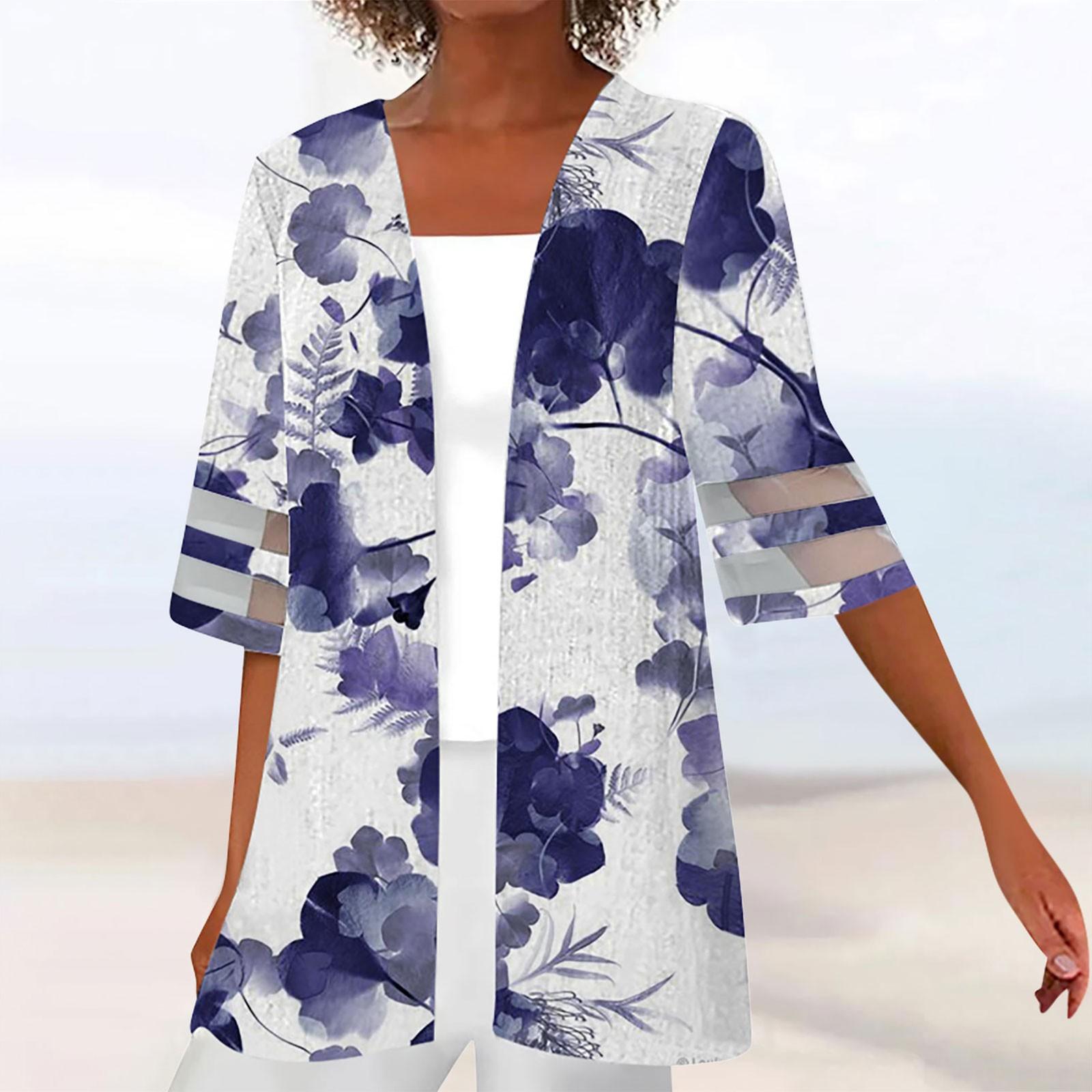 

Women s Shirt Blouse Outerwear Print Half Length Sleeve Casual Holiday Basic Lace Tops XL тёмно-синий