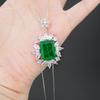 Jewelry Simulation Emerald Colored Treasure Pendant Retro Micro-Inlaid Zircon Women'S Necklace Pendant