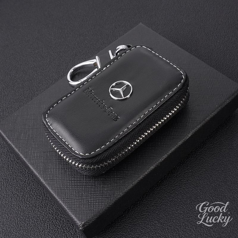 Leather Car Key Case Key Wallet Zipper For Mercedes Benz A C E S G Class GLC CLE GLB GLS W177 W213 Auto Interior Accessorie VF6