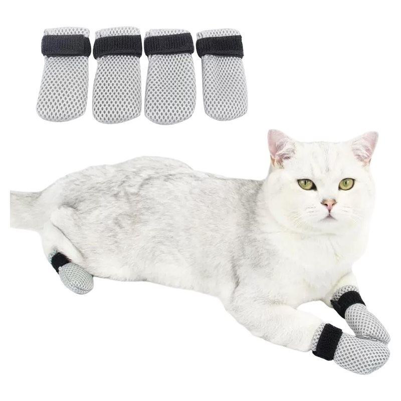 J1UL1N 4 PCS Cat Mittens To Prevent Scratching,Adjustable Dog Booties To Prevent Scratching, For Bathing,Feeding Nailtrimming