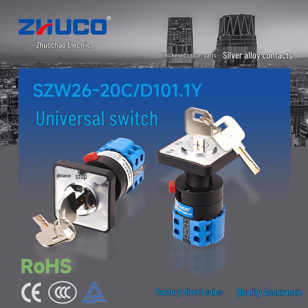 Zhuochao SZW26-20C/D202.2Y Remote/Local Stop Single Hole Universal Changeover Switch