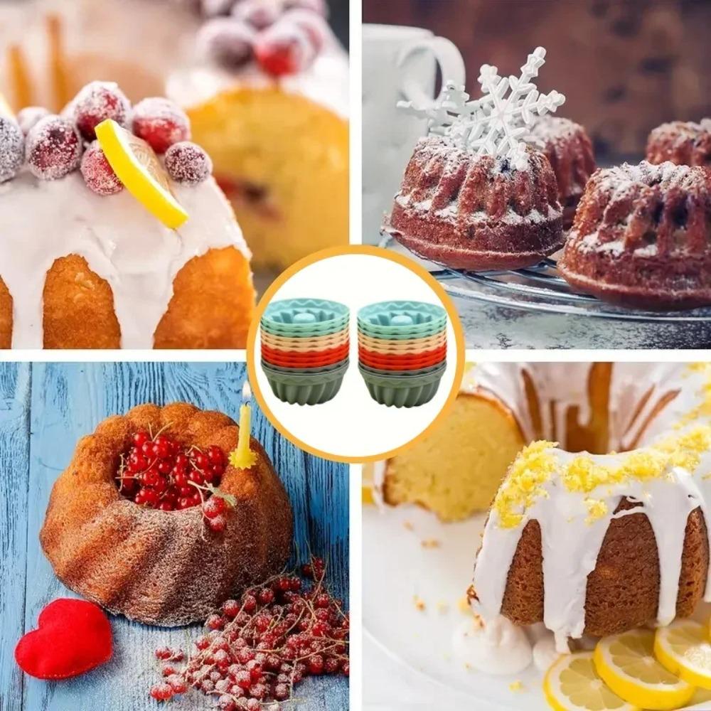 1-12PCS Silicone Cake Pan Nonstick Silicone Cake Molds Baking Cake for Jello Gelatin Cake Brownie and Bread Withstand Temperature from -40℉ to 446℉