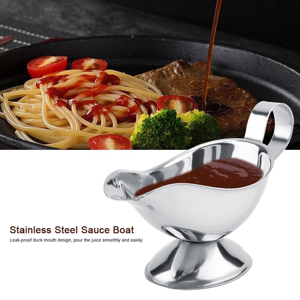 Stainless Steel Steak Pepper Sauce Boat Seasoning Container for Restaurant Kitchen(10oz)