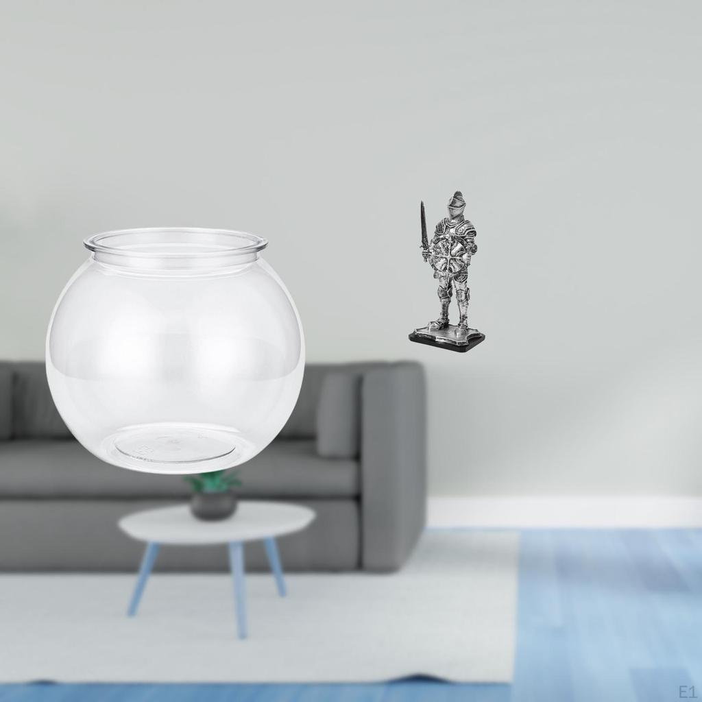 Clear Fish Bowl Vase And Knight Figure Sculpture for Creative Home Decor Tabletop Ornament Bedroom