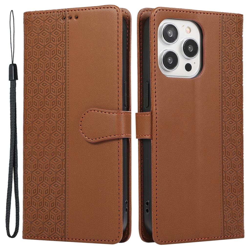 R20 for iPhone 12/12 Pro Case Folio PU Leather Splicing Rhombus Wallet Phone Cover