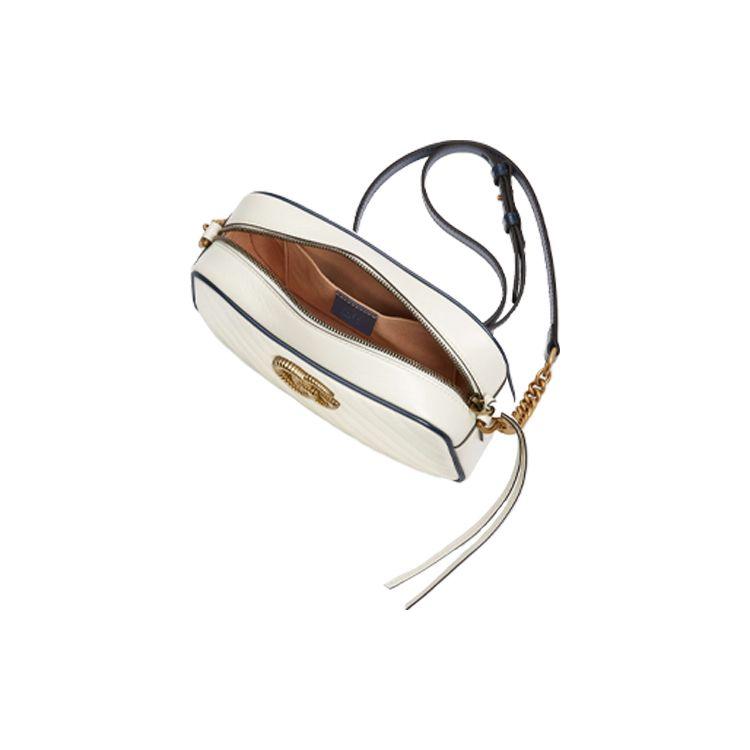 Gucci GG Marmont White Leather Chevron Quilted Camera Crossbody Bag For Women Daily Use