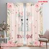 2pcs 2D Flat Printing Window Drapes Pink Elephant Baby Polyester Fabric Without Electricity Festive Holiday for Home & Party