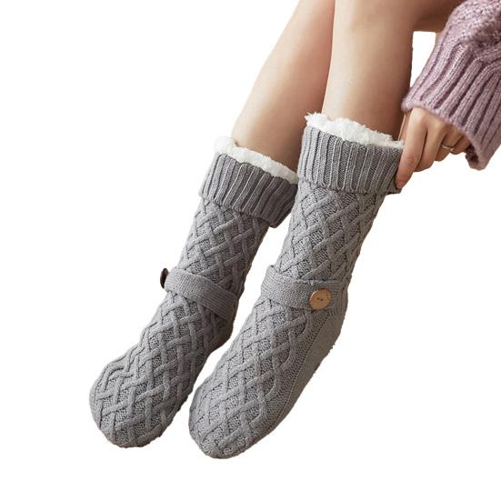 Winter Floor Socks Anti-Slip Fleece Lined House Socks Warm Slipper Socks with Grippers