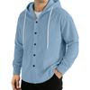 Men's Casual Loose Fit Button Front Hooded Cardigan Long Sleeve Top