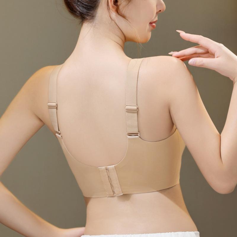 Underwear Summer Thin Women's Gathering Bra Top Support Anti Sagging Non Marking Bra Smooth Noodles Breathable Bra