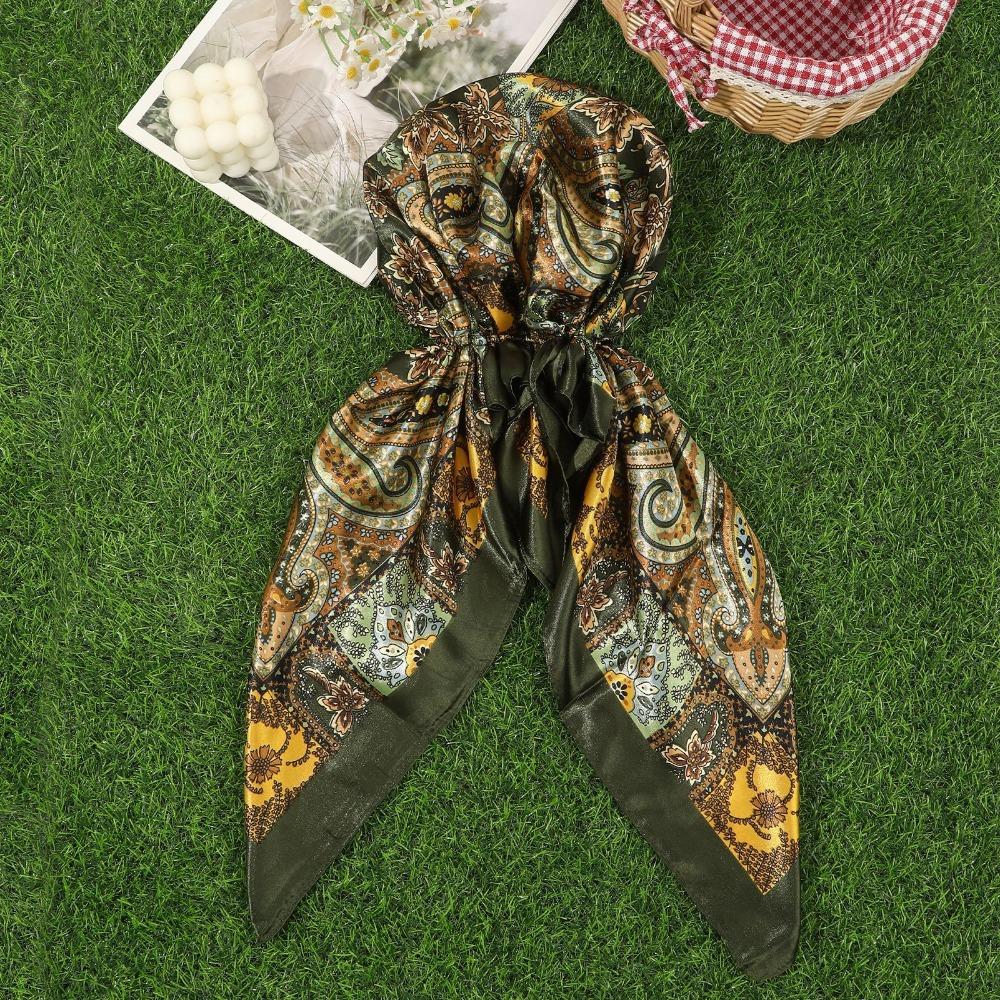 Leopard Print Print Turban Hat Satin Silk Scarves Versatile Printed Headband  Summer Accessories A