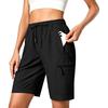 Pantalones Cortos Deportivos Ligeros para Mujer para Senderismo, tipo Cargo, de Secado Rápido, con Cintura de Cordón y Múltiples Bolsillos para Actividades al Aire Libre