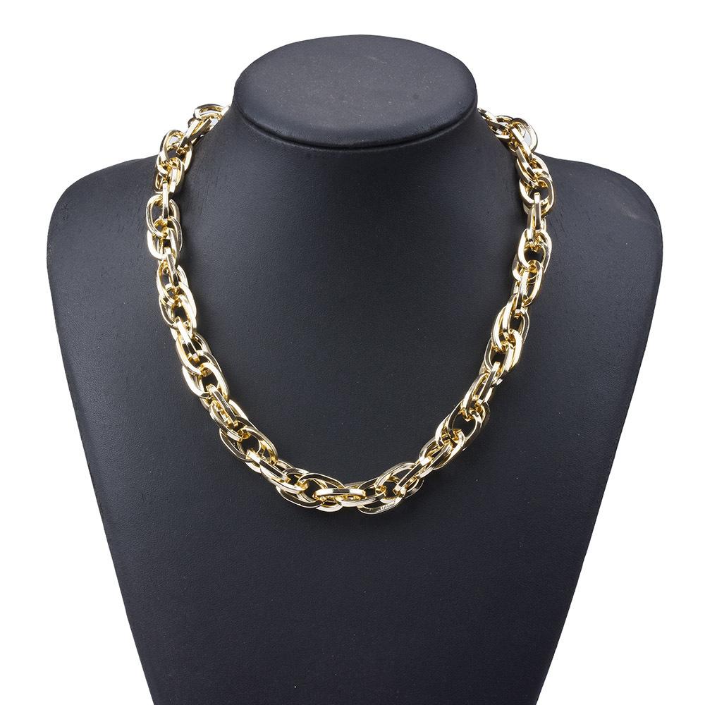 Exaggerated Personality Simple Multi-Layer Metal Chain Gold-Plated Necklace Punk Style Women'S Jewelry