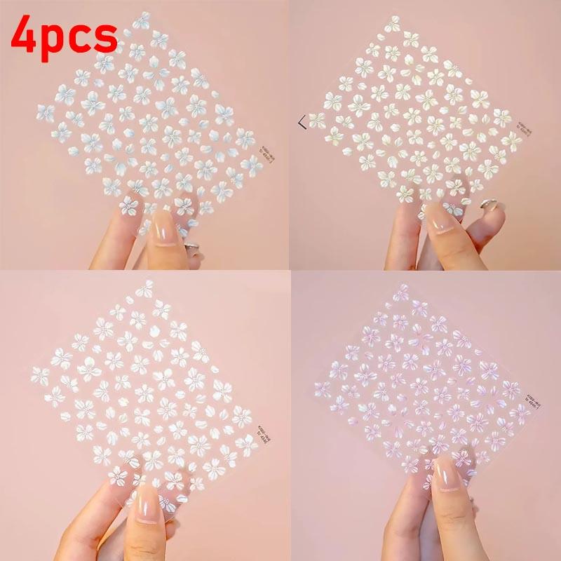 New Hipster Pure White Flowers Rose Camellia Daisy Jelly Spring Lily Cherry Blossom Magnolia Nail Art Stickers Manicure ZJT10