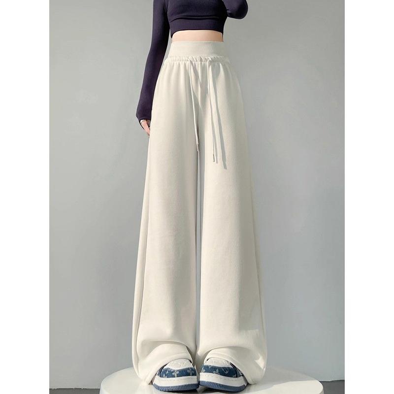 Women Classic High Wast Trousers Girls Loose Fit Wide Leg Casual Pants Chic Korean Sweatpants