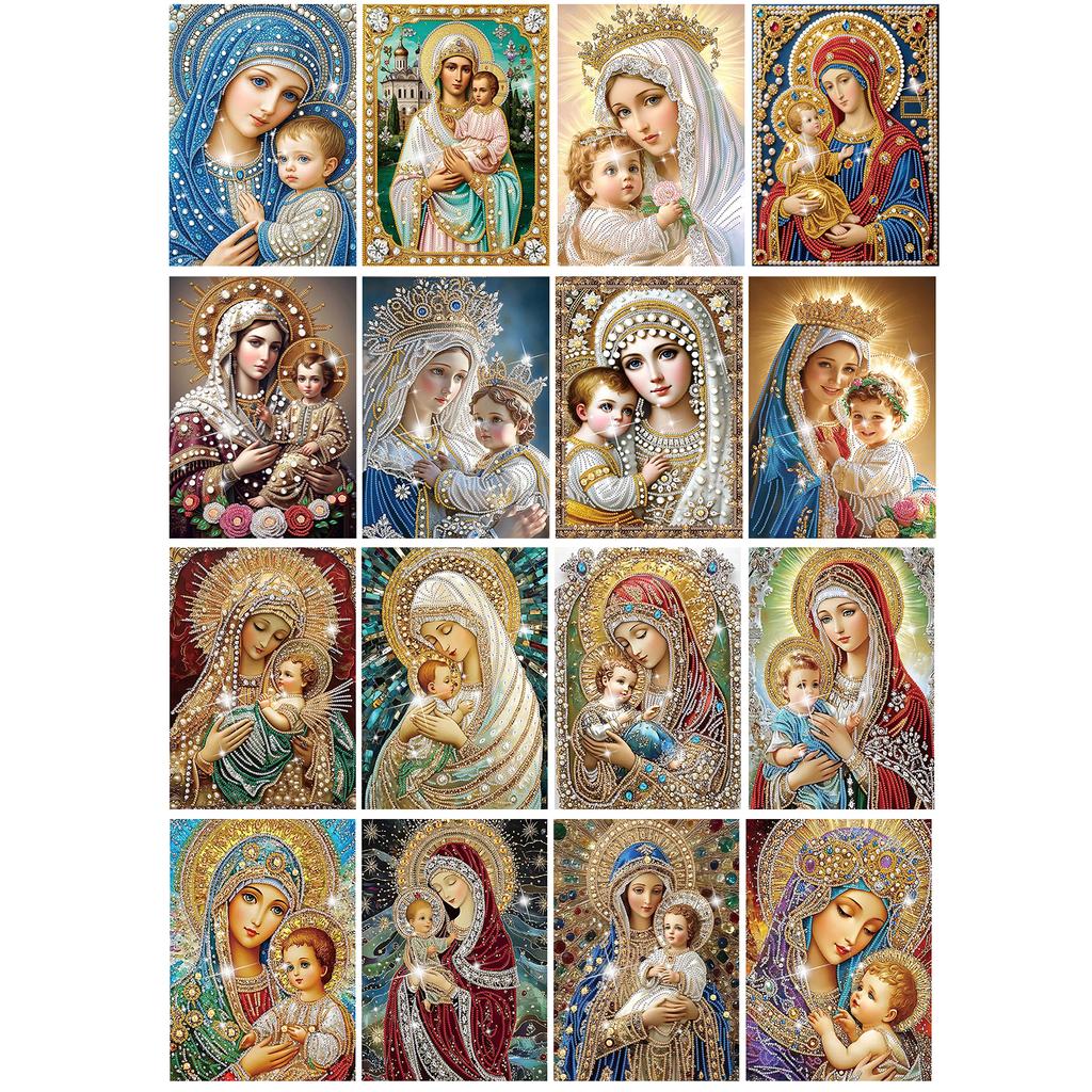 Virgin Mary Partial DIY 5D Special Shaped Drill Diamond Art Kits for Adults/Beginners Gift Idea Home Decor 11.81x15.75in