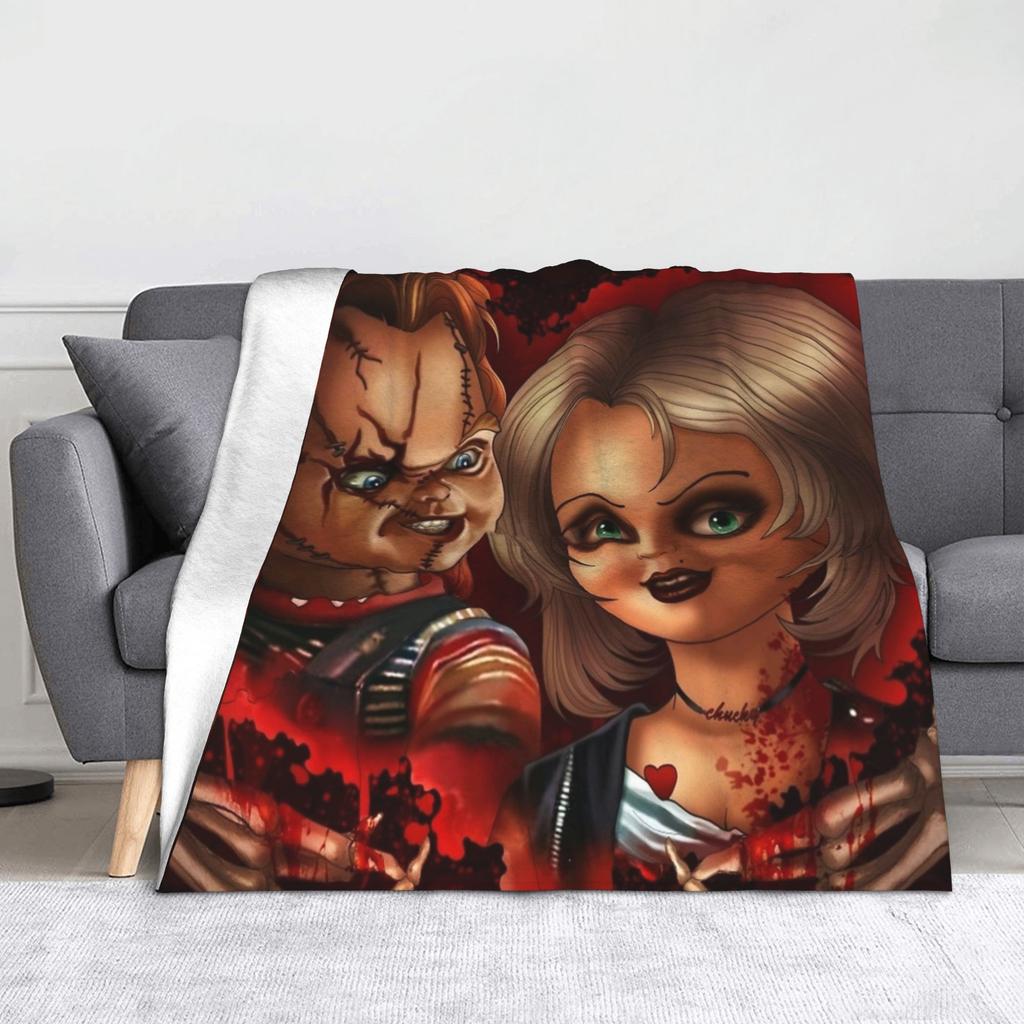 Horrorfilm Scream Fleecedecke Child of Play Chucky Gothic Decken für Sofa Reise Super Warm Plüsch Dünne Steppdecke