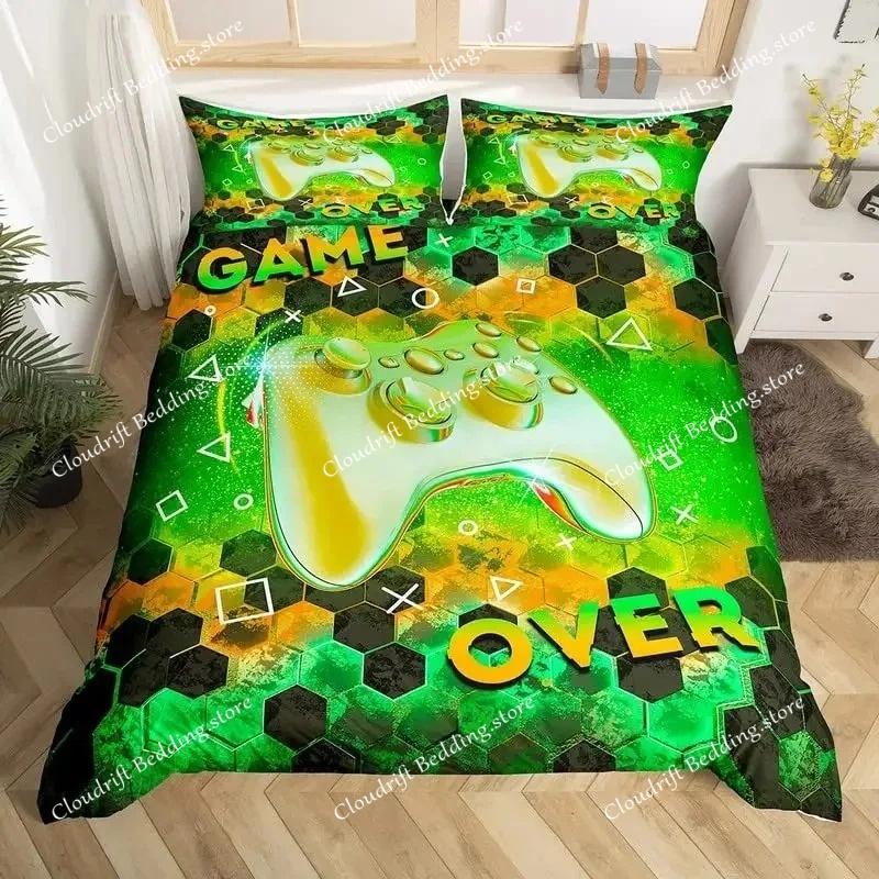 Geometric Duvet Cover Multicolor Honeycomb Hexagon Bedding Set Geometric Theme Metal Texture Streamline Polyester Qulit Cover