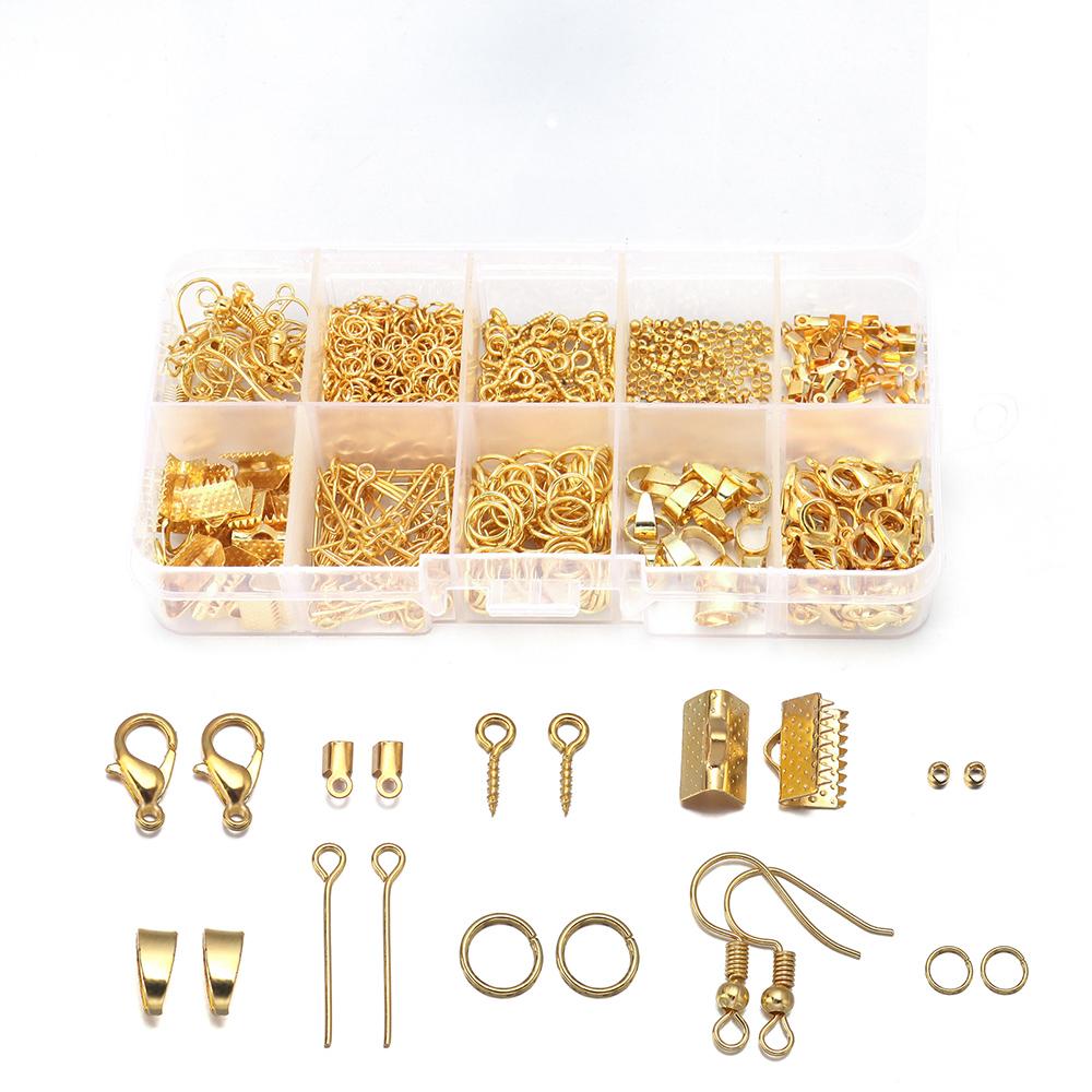 1040pcs/Box Alloy Accessories Kits Jewelry Findings Set Jewelry Making Tools Jump Rings Earring Hook Jewelry Making Supplies Kit