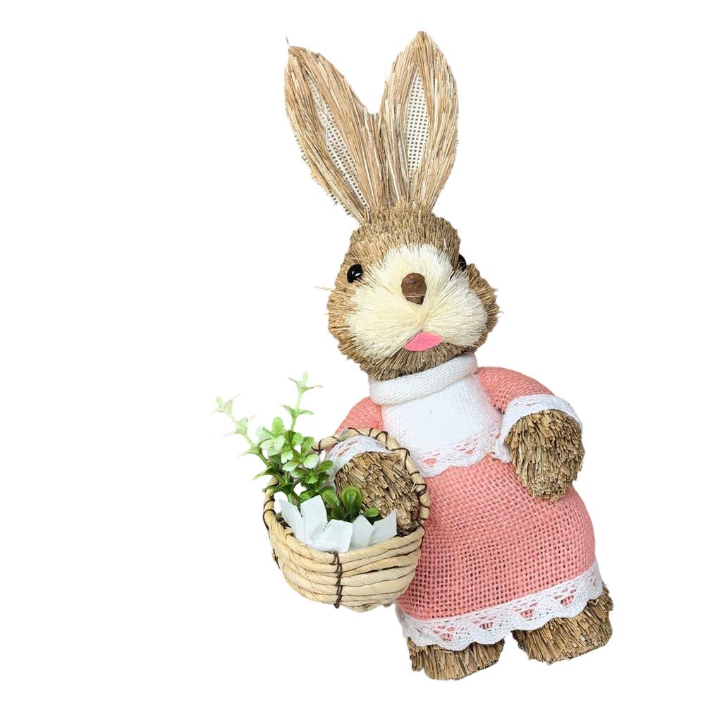 Handgefertigte Gras-Kaninchen-Dekoration Elegante Ländliche Charm-Akzent-Dekoration für Regale und Tische