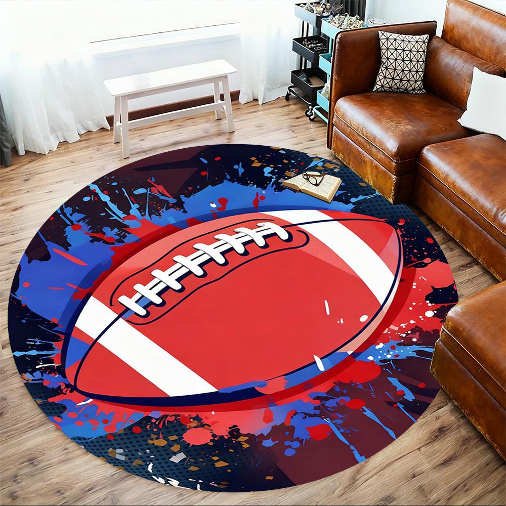 1PC Football Sport Round Chair mat Area Rug - Non-Slip, Floor Mat for Office, Bedroom, and Indoor Decor -Gift D1127219