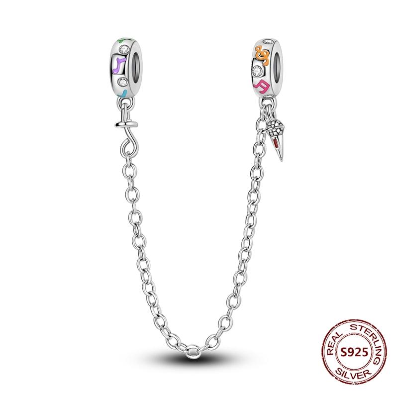 925 Silver Star Moon Bracelet Ocean Safety Chain with Colored Zircon Beads DIY Fine Jewelry for Women