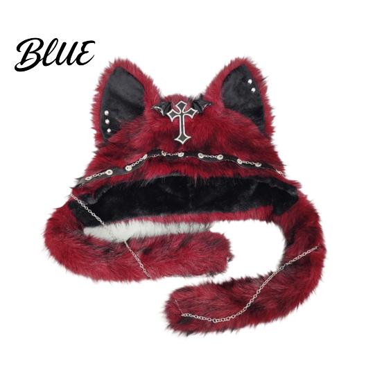 Birthday Gift for Friends Cute Plush Animal Hat Furry Cat Ear Headwear Winter Halloween Party Costume Hat Soft Warm Cap Costume Cosplay Accessories