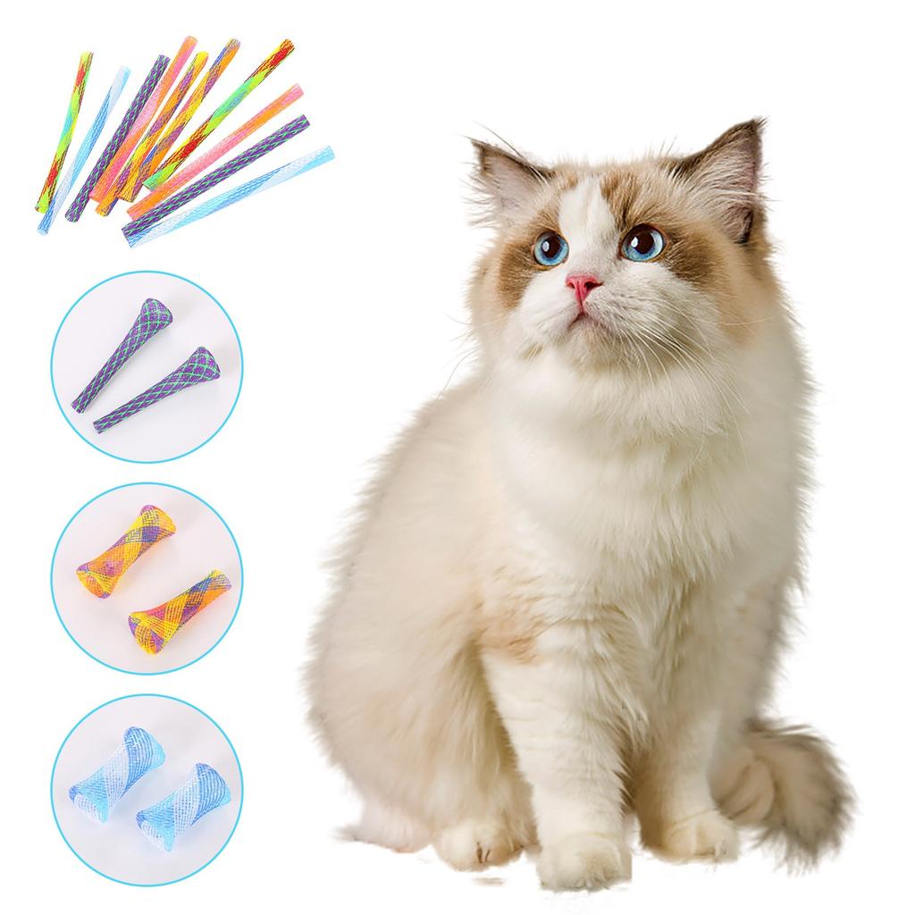 Pet Cat Toy Foldable Spring Shape Toy Colorful Elastic Spring Interactive Cat Funny Stick
