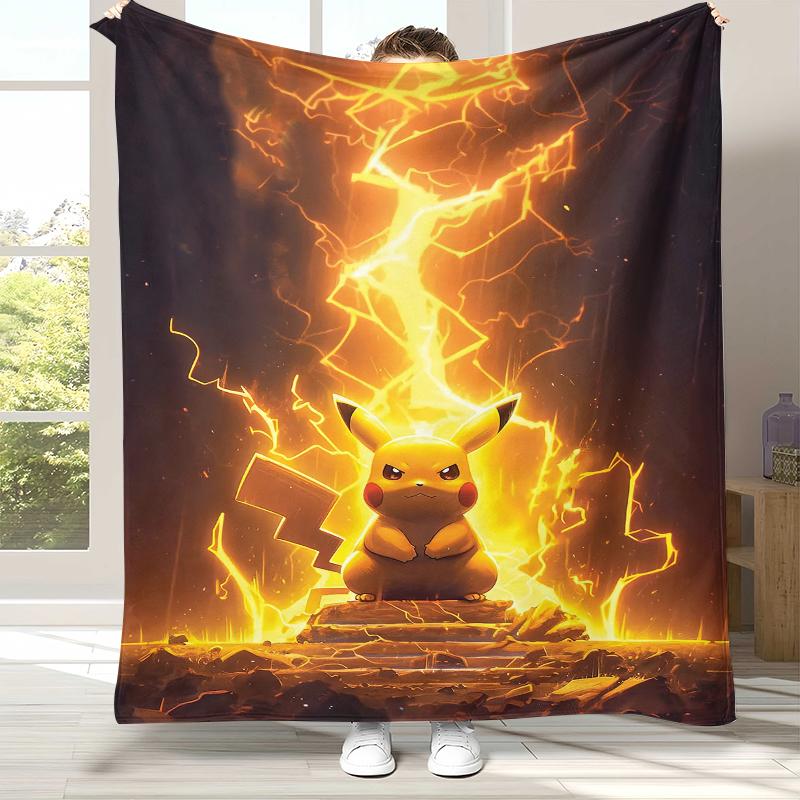 6 Style Pikachu Pokemon Flannel Blanket,Ultra Soft Warm Plush Throw for Home Bedroom Bed Sofa Cover Office Camping Picnic Gift