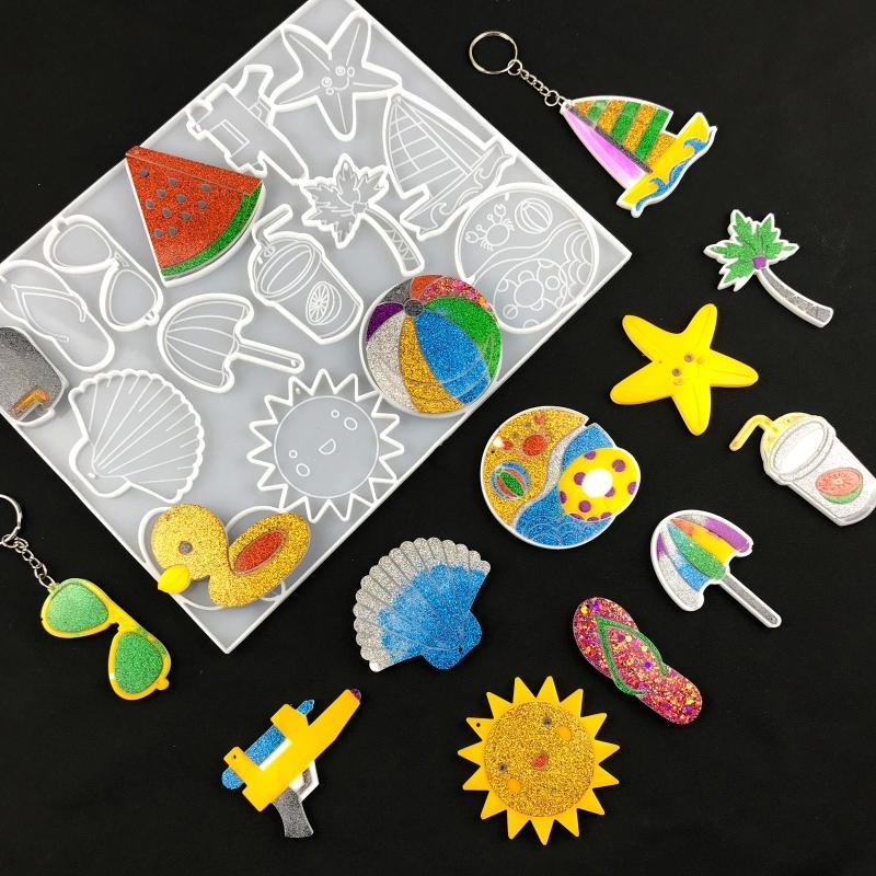 DIY Keychain Pendant Silicone Mold Crystal Epoxy Resin Casting Mould Keychain Pendants Jewelry Making Mold Accessories